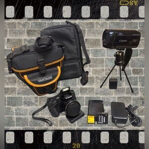 Bundle - Canon HD Camcorder and Digital Camera Combo w/ (2) Carrying Cases